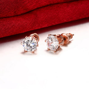 Austrian Crystal Pave Stud Earring in 18K Rose Gold Plated