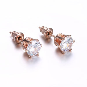 Austrian Crystal Pave Stud Earring in 18K Rose Gold Plated