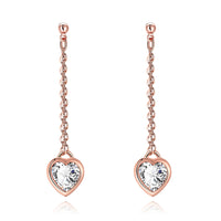 Swarovski Crystal Heart Drop Stud Earring in 18K Rose Gold Plated