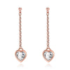 Austrian Crystal Heart Drop Stud Earring in 18K Rose Gold Plated