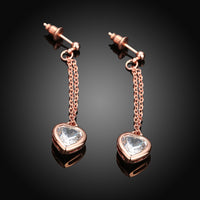 Swarovski Crystal Heart Drop Stud Earring in 18K Rose Gold Plated