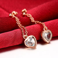 Swarovski Crystal Heart Drop Stud Earring in 18K Rose Gold Plated