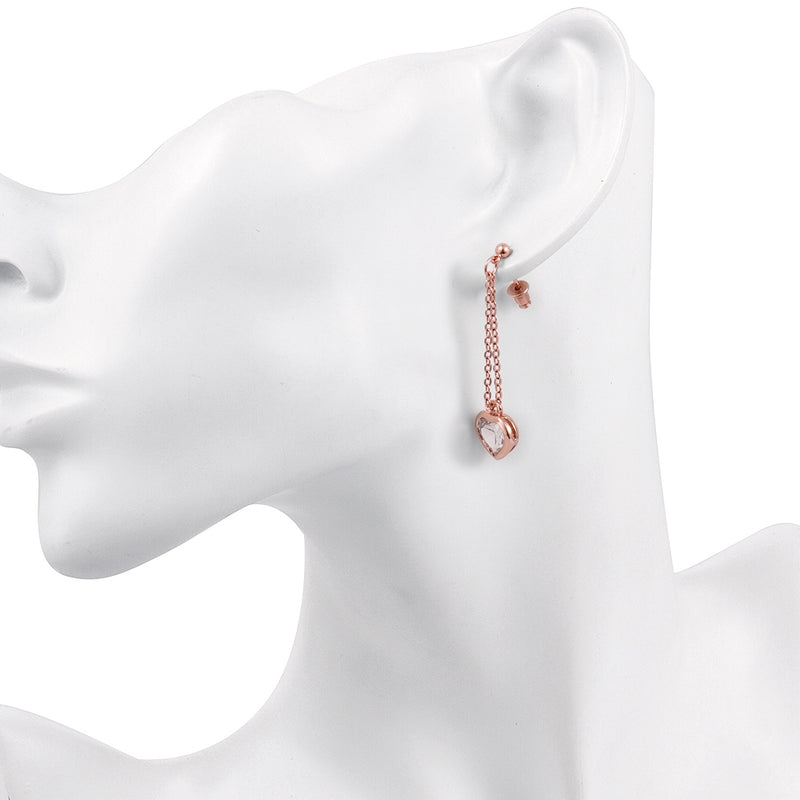 Swarovski Crystal Heart Drop Stud Earring in 18K Rose Gold Plated