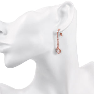 Austrian Crystal Heart Drop Stud Earring in 18K Rose Gold Plated