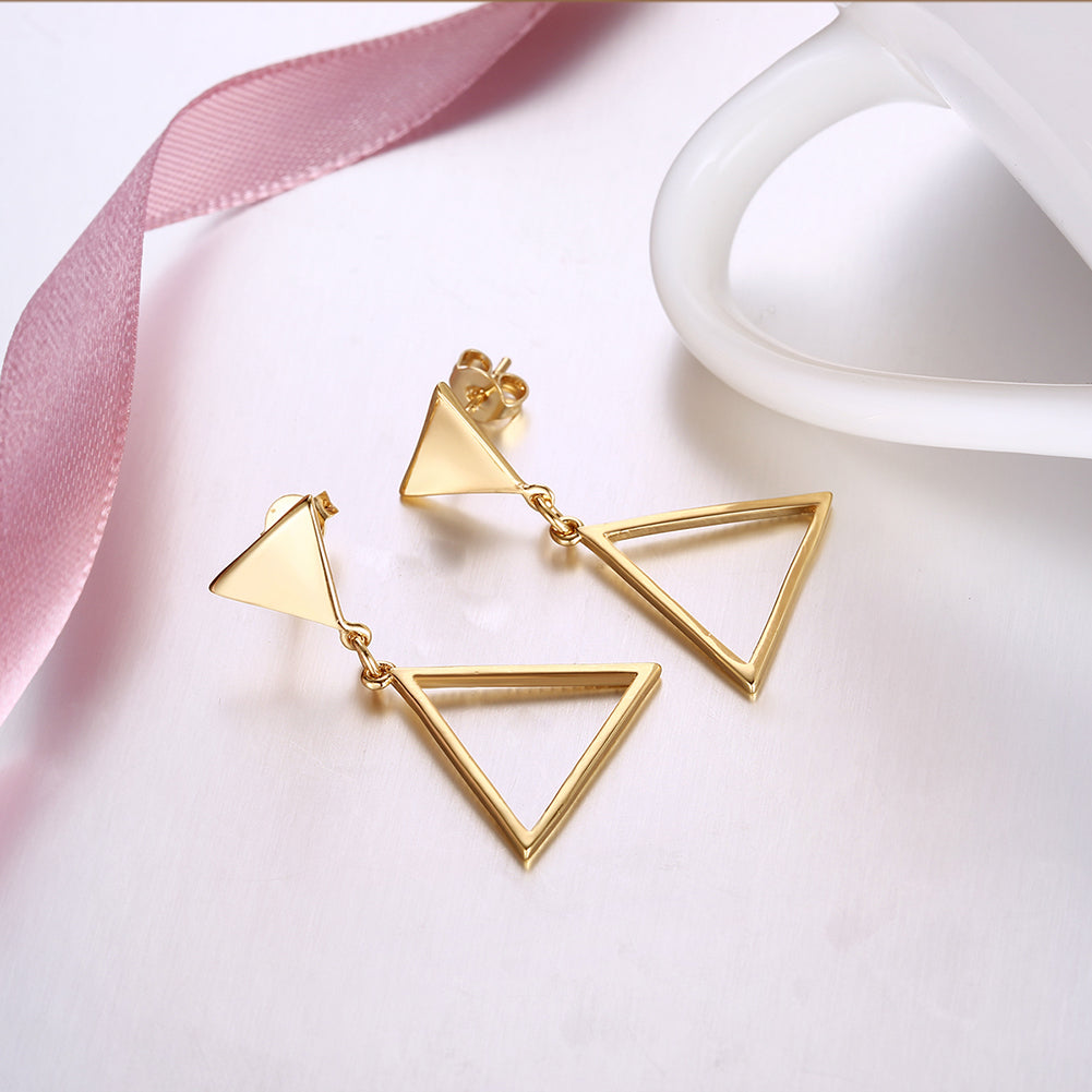 Triangle Drop Stud Earring in 18K Gold Plated