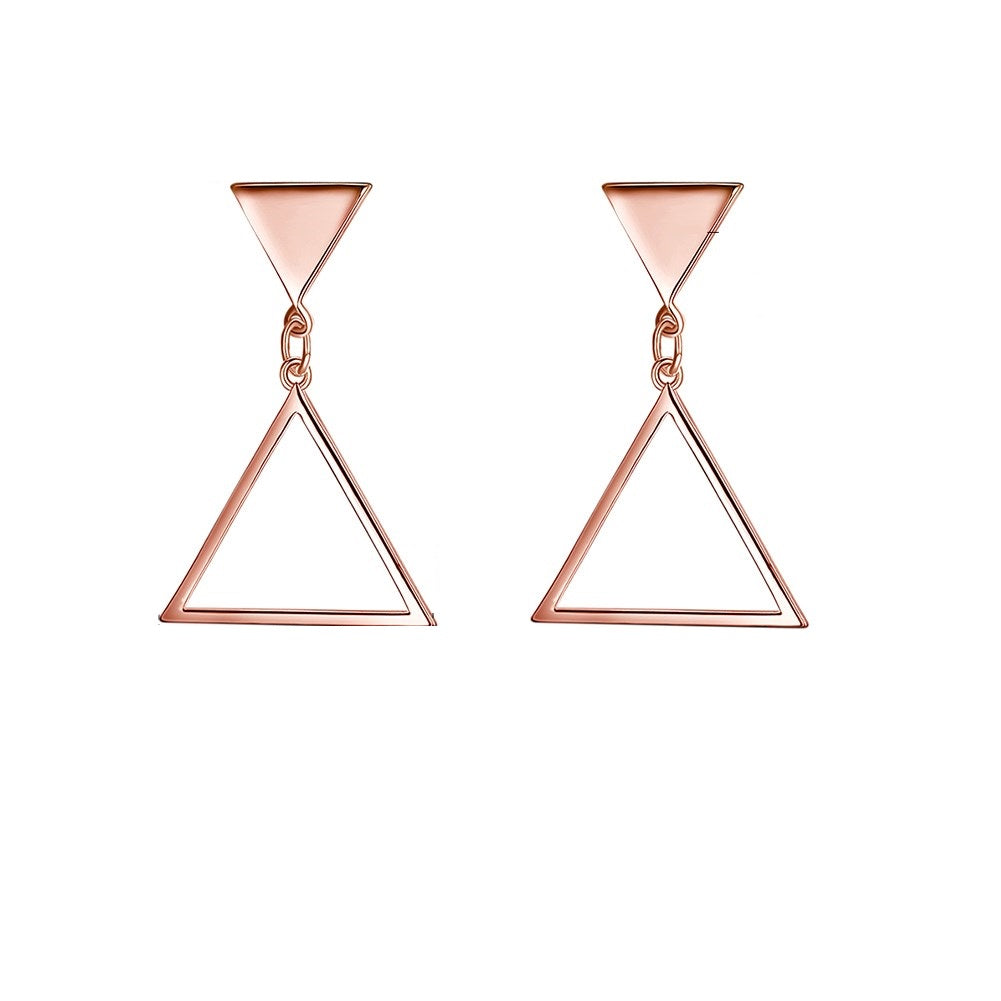 Triangle Drop Stud Earring in 18K Rose Gold Plated