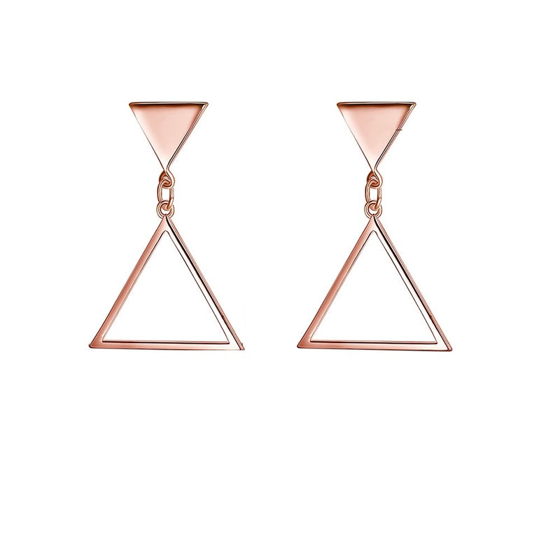 Triangle Drop Stud Earring in 18K Rose Gold Plated