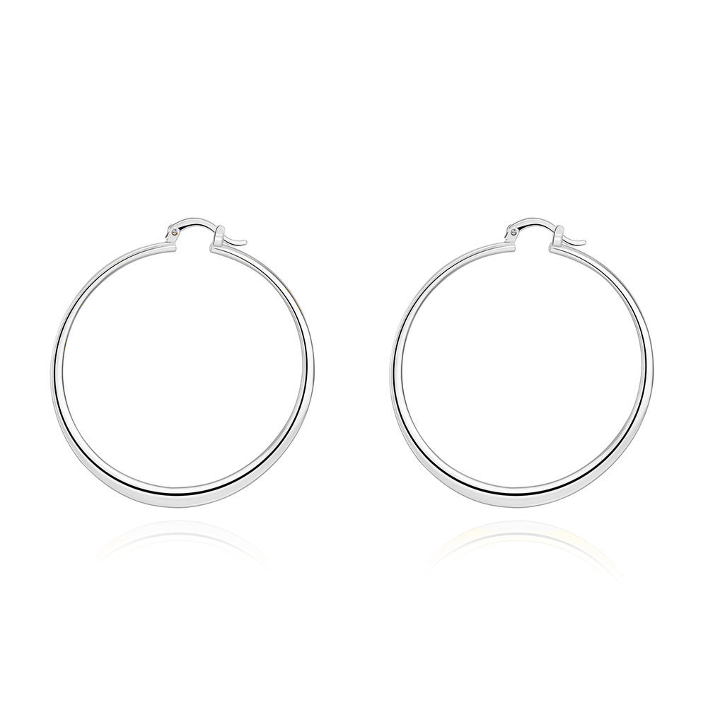 2" Flat Hoop Earrings in 18K White Gold Plated, Hoop Earring, Golden NYC Jewelry, Golden NYC Jewelry jewelryjewelry deals, swarovski crystal jewelry, groupon jewelry,, jewelry for mom,