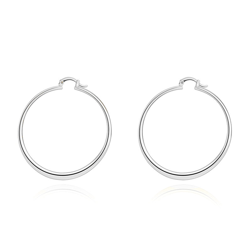 2" Flat Hoop Earrings in 18K White Gold Plated, Hoop Earring, Golden NYC Jewelry, Golden NYC Jewelry jewelryjewelry deals, swarovski crystal jewelry, groupon jewelry,, jewelry for mom,