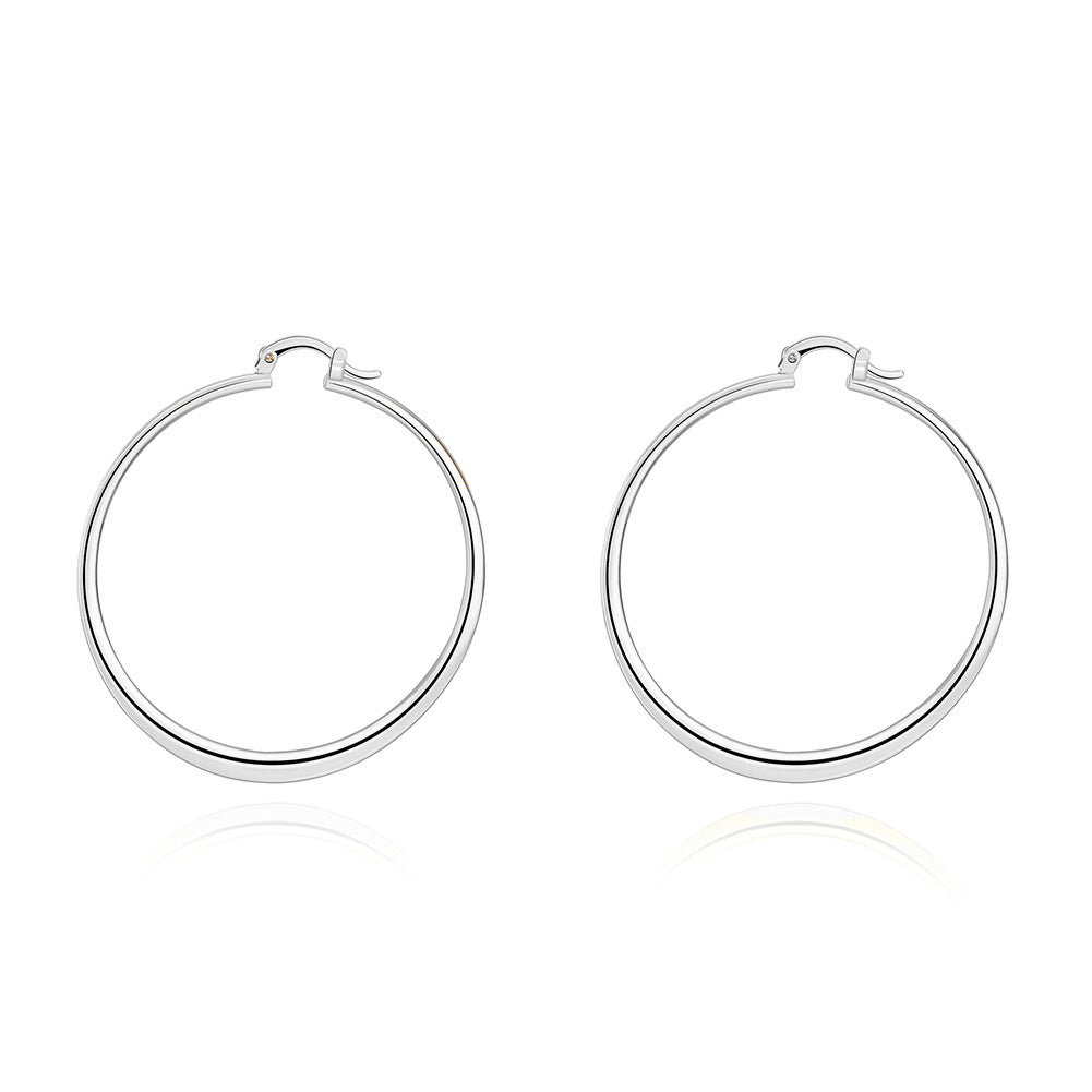 2" Flat Hoop Earrings in 18K White Gold Plated, Hoop Earring, Golden NYC Jewelry, Golden NYC Jewelry  jewelryjewelry deals, swarovski crystal jewelry, groupon jewelry,, jewelry for mom,