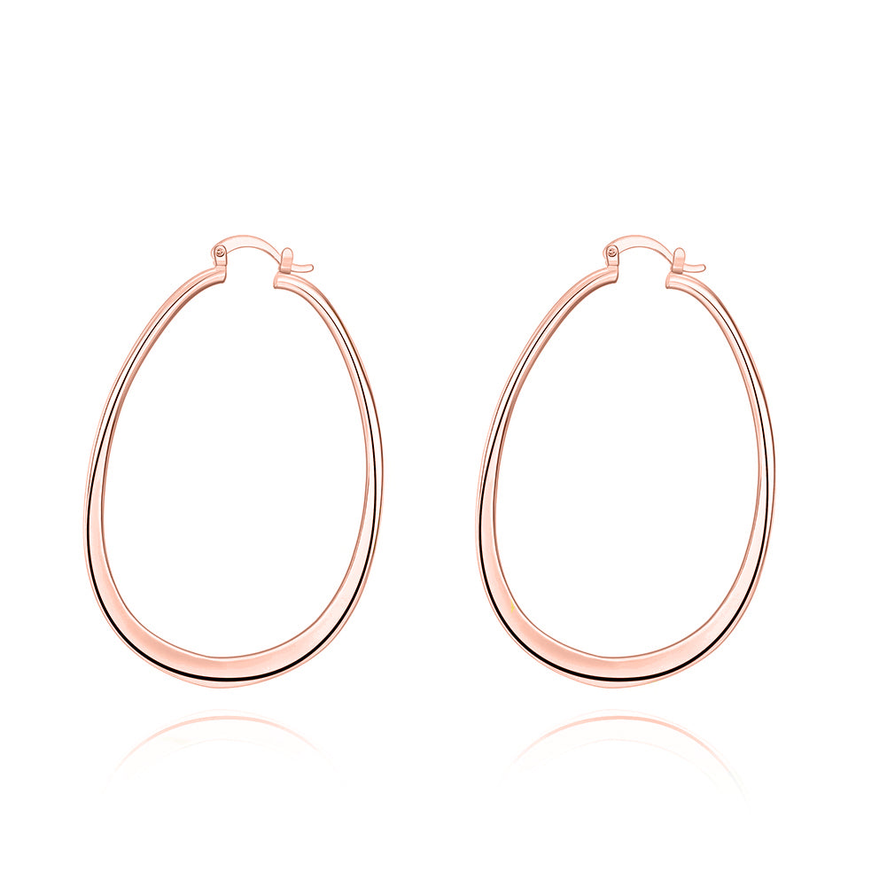 3" Oval Hoop French Lock Earrings in 18K Rose Gold Plated, Hoop Earring, Golden NYC Jewelry, Golden NYC Jewelry  jewelryjewelry deals, swarovski crystal jewelry, groupon jewelry,, jewelry for mom,