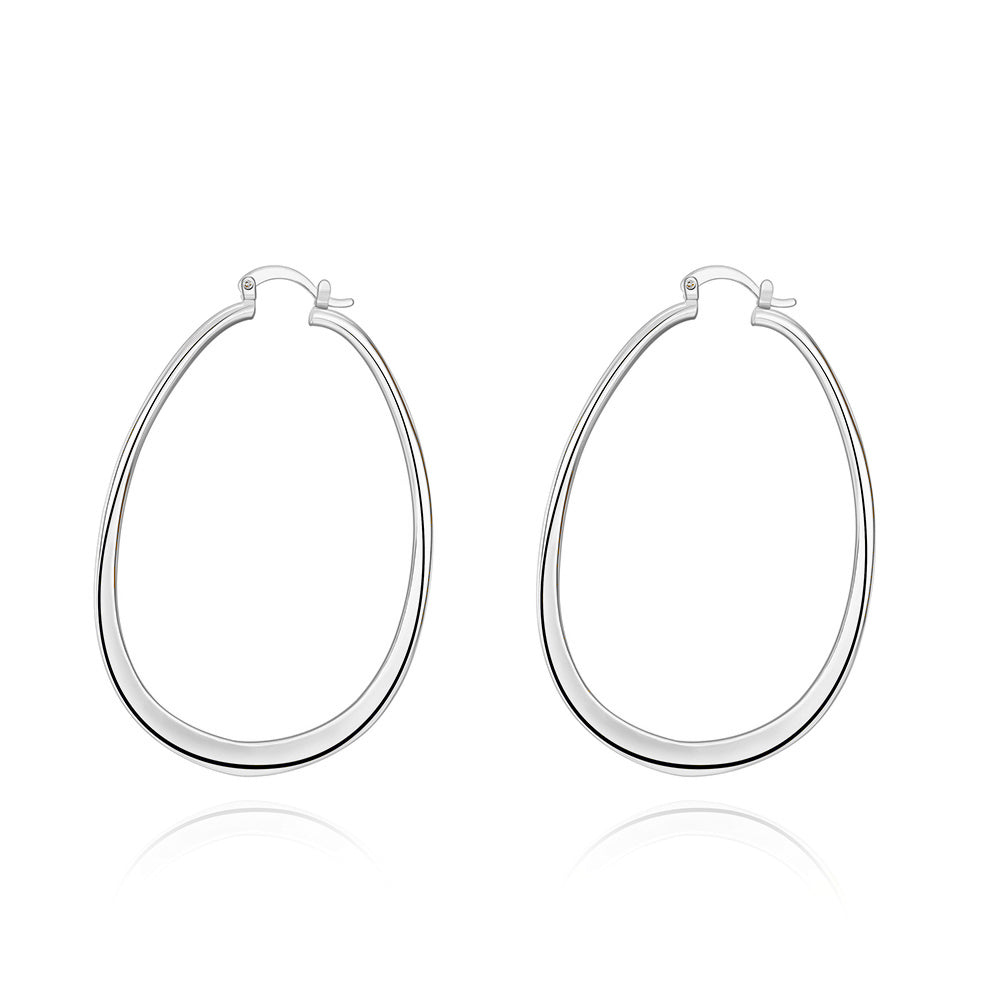 3" Oval Hoop French Lock Earrings in 18K White Gold Plated, Hoop Earring, Golden NYC Jewelry, Golden NYC Jewelry  jewelryjewelry deals, swarovski crystal jewelry, groupon jewelry,, jewelry for mom,