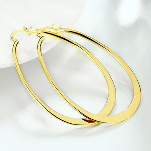 18K Gold Plated Large Flat Hoop Earring 68mm (available in 3 colors) - Golden NYC Jewelry