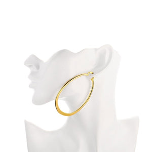 18K Gold Plated Large Flat Hoop Earring 68mm (available in 3 colors) - Golden NYC Jewelry