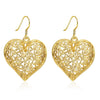 Filigree Heart Drop Earring in 18K Gold Plated