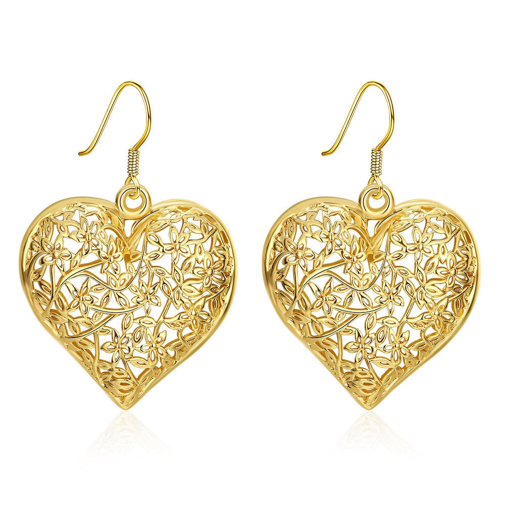Filigree Heart Drop Earring in 18K Gold Plated