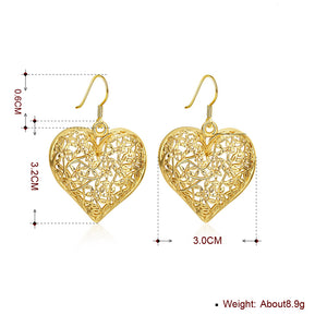 Filigree Heart Drop Earring in 18K Gold Plated