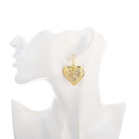 Filigree Heart Drop Earring in 18K Gold Plated