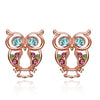 Swarovski Crystal Owl Stud Earring in 18K Rose Gold Plated