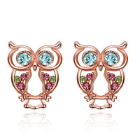 Swarovski Crystal Owl Stud Earring in 18K Rose Gold Plated