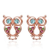 Austrian Crystal Owl Stud Earring in 18K Rose Gold Plated