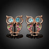 Swarovski Crystal Owl Stud Earring in 18K Rose Gold Plated