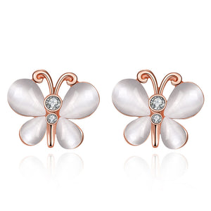 Austrian Crystal Butterfly Stud Earring in 18K Rose Gold Plated