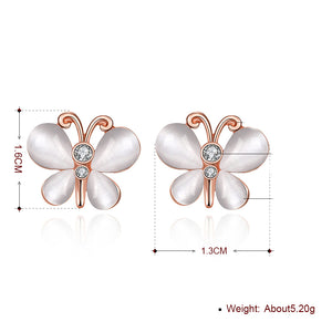 Austrian Crystal Butterfly Stud Earring in 18K Rose Gold Plated