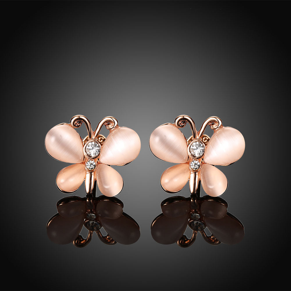 Austrian Crystal Butterfly Stud Earring in 18K Rose Gold Plated