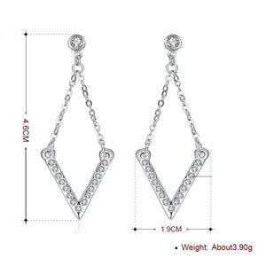 Pave V Drop Earring in 18K White Gold Plated