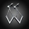 Pave V Drop Earring in 18K White Gold Plated