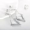 Pave V Drop Earring in 18K White Gold Plated