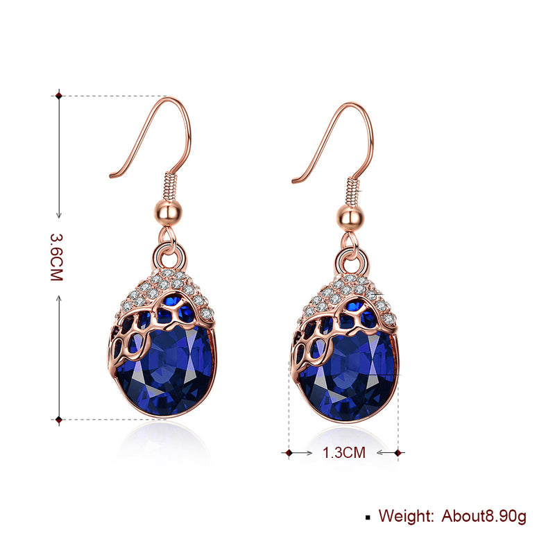 Swarovski Crystal Sapphire Drop Earring in 18K Rose Gold Plated