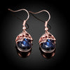 Austrian Crystal Sapphire Drop Earring in 18K Rose Gold Plated