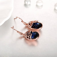 Swarovski Crystal Sapphire Drop Earring in 18K Rose Gold Plated