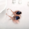 Austrian Crystal Sapphire Drop Earring in 18K Rose Gold Plated