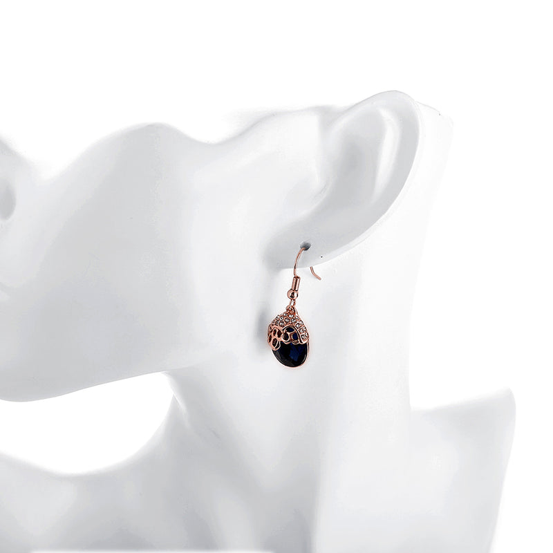 Swarovski Crystal Sapphire Drop Earring in 18K Rose Gold Plated