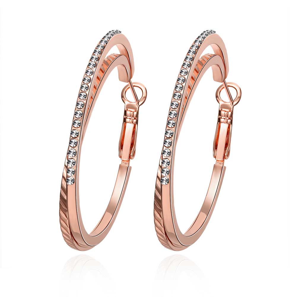 Swarovski Crystal Large Hoop Earring in 18K Rose Gold Plated