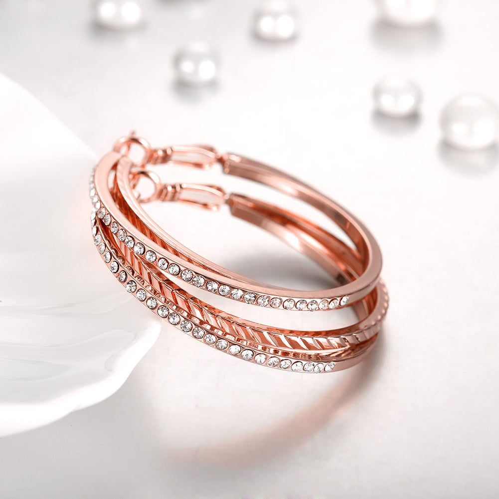Swarovski Crystal Large Hoop Earring in 18K Rose Gold Plated