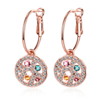 Swarovski Crystal Rainbow Leverback Earring in 18K Rose Gold Plated