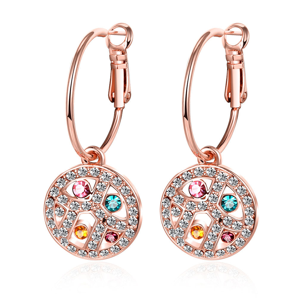 Swarovski Crystal Rainbow Leverback Earring in 18K Rose Gold Plated