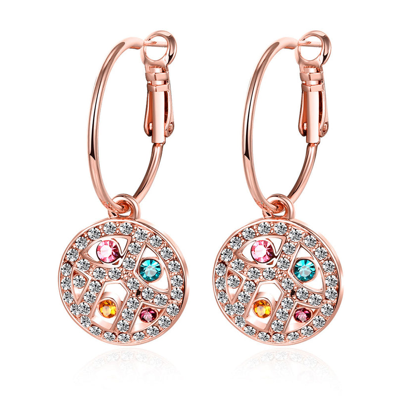 Swarovski Crystal Rainbow Leverback Earring in 18K Rose Gold Plated