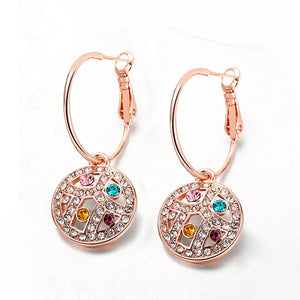 Austrian Crystal Rainbow Leverback Earring in 18K Rose Gold Plated