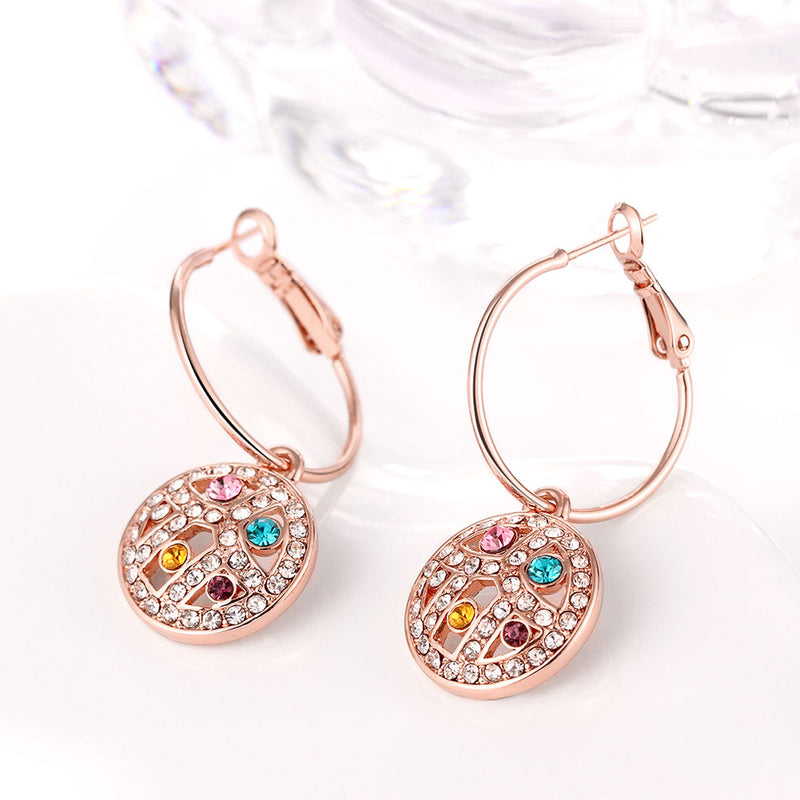 Swarovski Crystal Rainbow Leverback Earring in 18K Rose Gold Plated