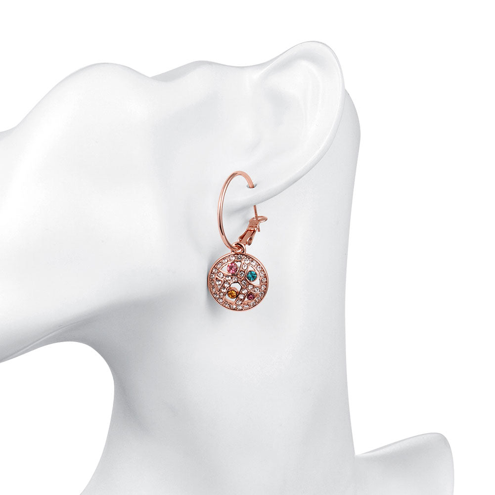 Swarovski Crystal Rainbow Leverback Earring in 18K Rose Gold Plated
