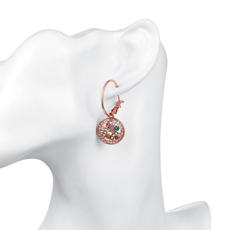 Swarovski Crystal Rainbow Leverback Earring in 18K Rose Gold Plated