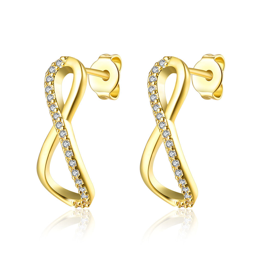 Infinity Pave Stud Earring in 18K Gold Plated