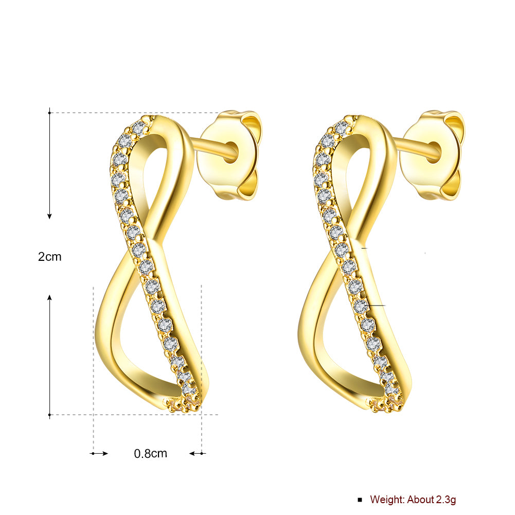 Infinity Pave Stud Earring in 18K Gold Plated