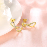 Infinity Pave Stud Earring in 18K Gold Plated