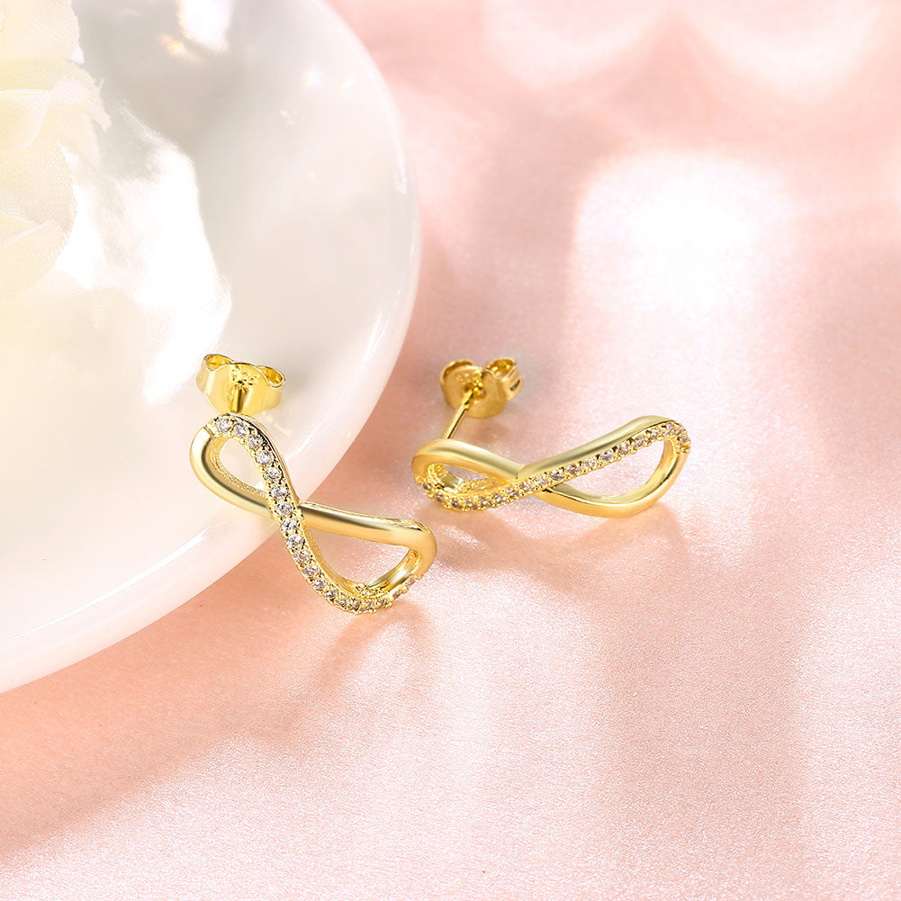 Infinity Pave Stud Earring in 18K Gold Plated